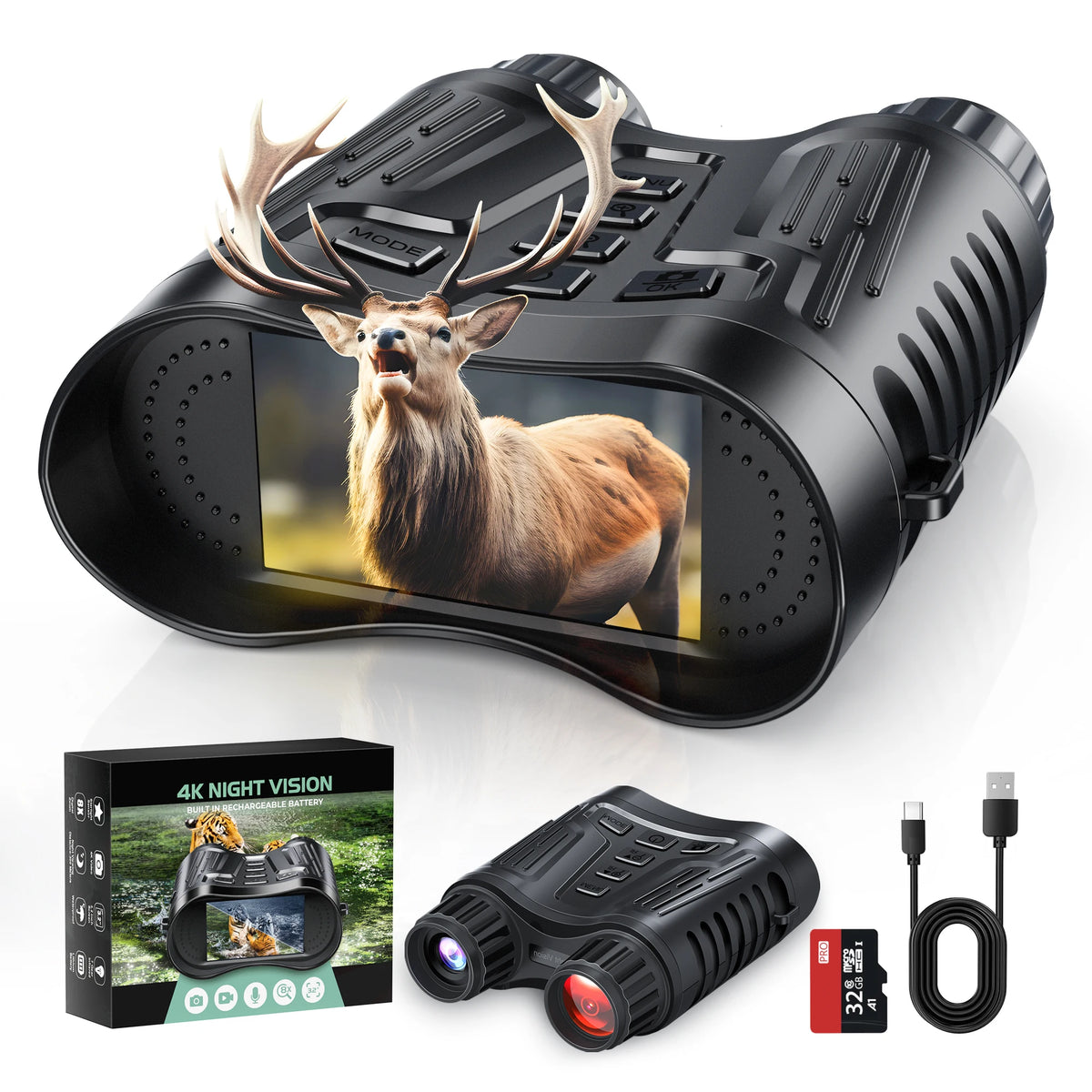 DIYIMIN Night Vision Binoculars With IR Illuminator And 8x Magnification