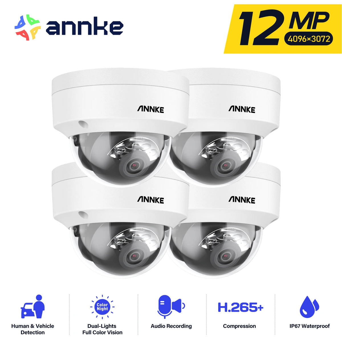 Annke C1200 Smart Dual Light 12Mp PoE Cctv Outdoor Security Camera