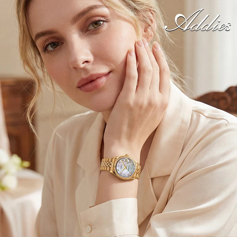 Addies Women's Luxury Stainless Steel Sapphire Quartz Business Watch