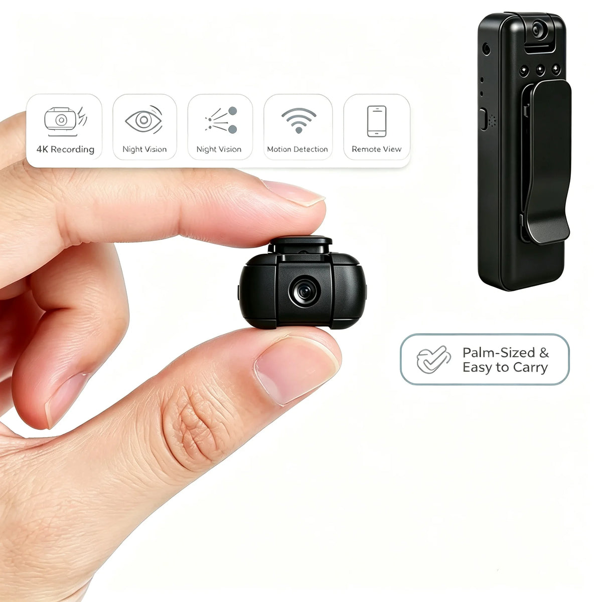 Portable Mini Body Camera Recorder, 1080P HD Wearable Video Cam With Night Vision, 360° Adjustable Rotating Lens, Clipon Design, Loop Record, Large Battery, Tiny Pocket Cam For Meetings, Outdoor Commuting & Daily Use