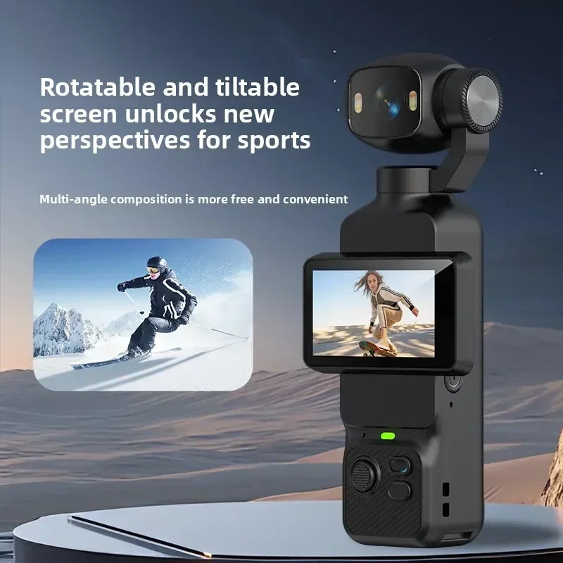 4K Handheld Action Camera Rotatable Lens Anti Shake Fill Light