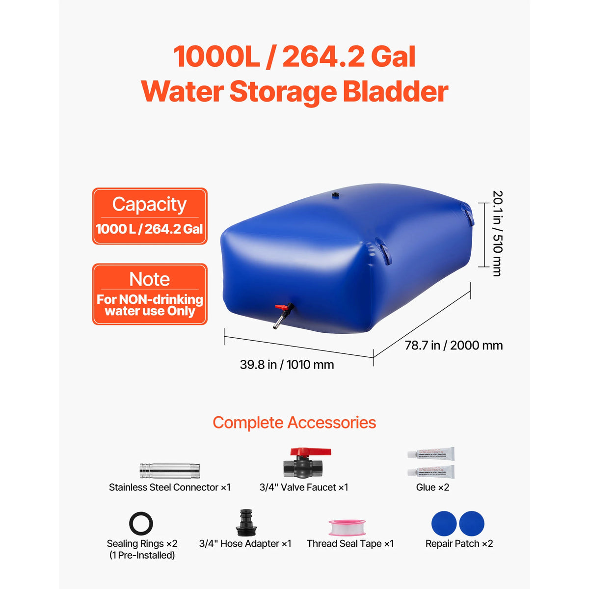 Portable TPU Water Storage Bladder Collapsible Soft Bag