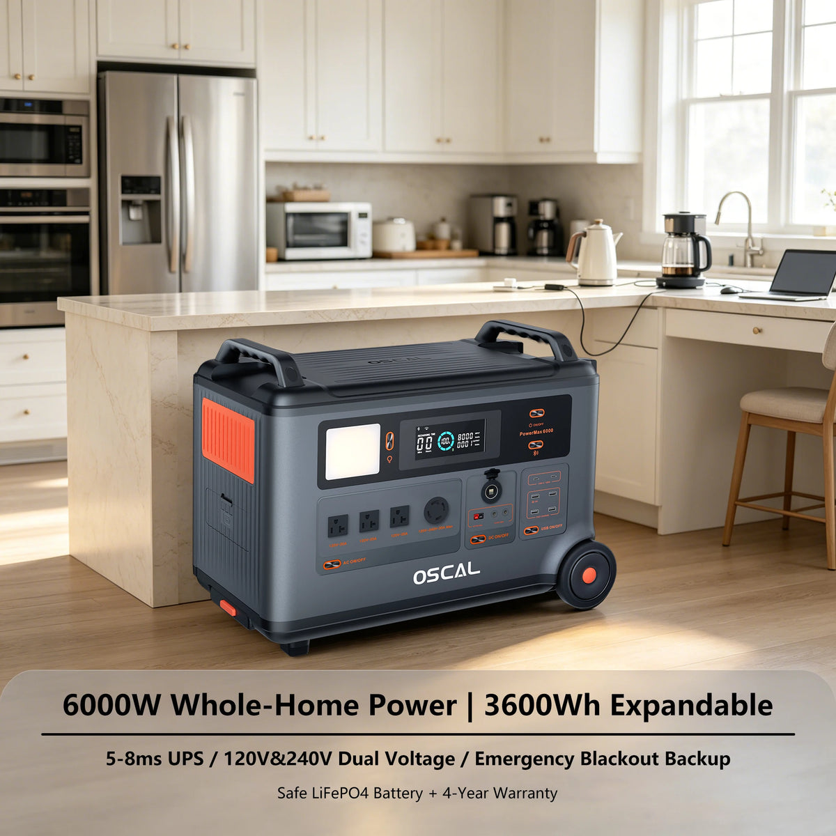 Oscal Powermax 3600Wh 6000W LifePO4 Home Solar Generator
