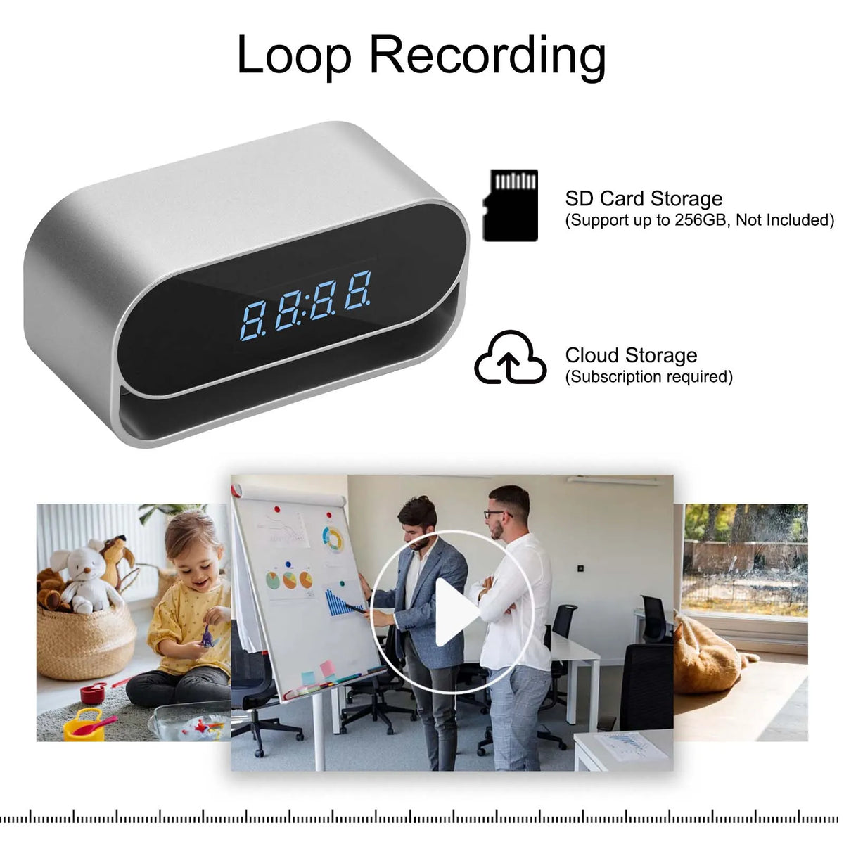 Ouvis 4K HD Wireless Camera Clock With Night Vision Recording