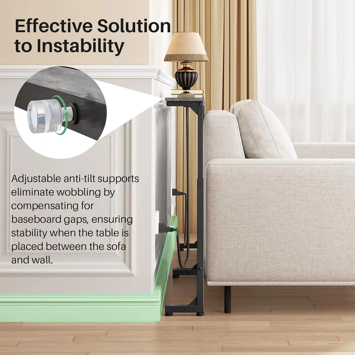 Narrow Sofa Console Table With Charging Station Adjustable Modular Design