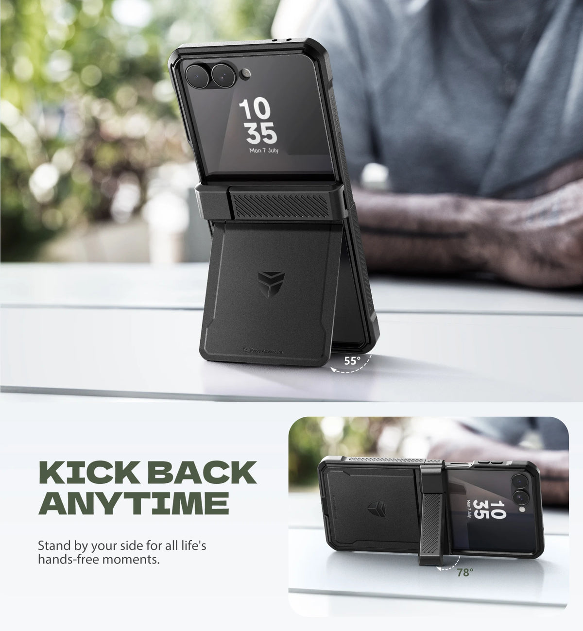 Dexnor Galaxy Z Flip 7 Case Dual Kickstands Hinge Rugged
