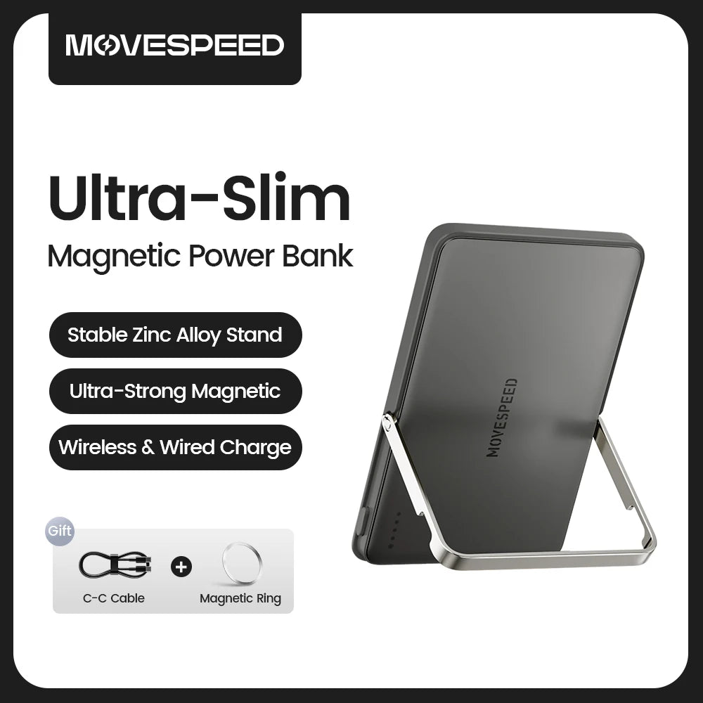 Movspeed Magnetic Wireless Power Bank With Integrated Charging Stand