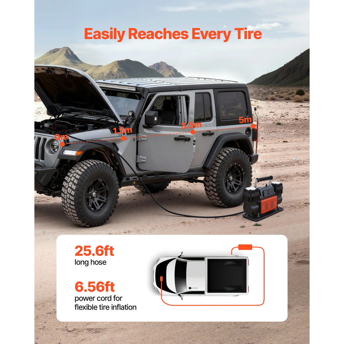 SucceBuy Dual Cylinder Heavy Duty Portable Tire Inflator Air Compressor