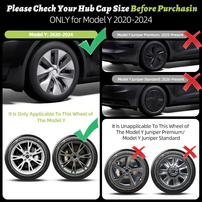 Motenio Blade Style Wheel Cover Caps For Tesla Model Y