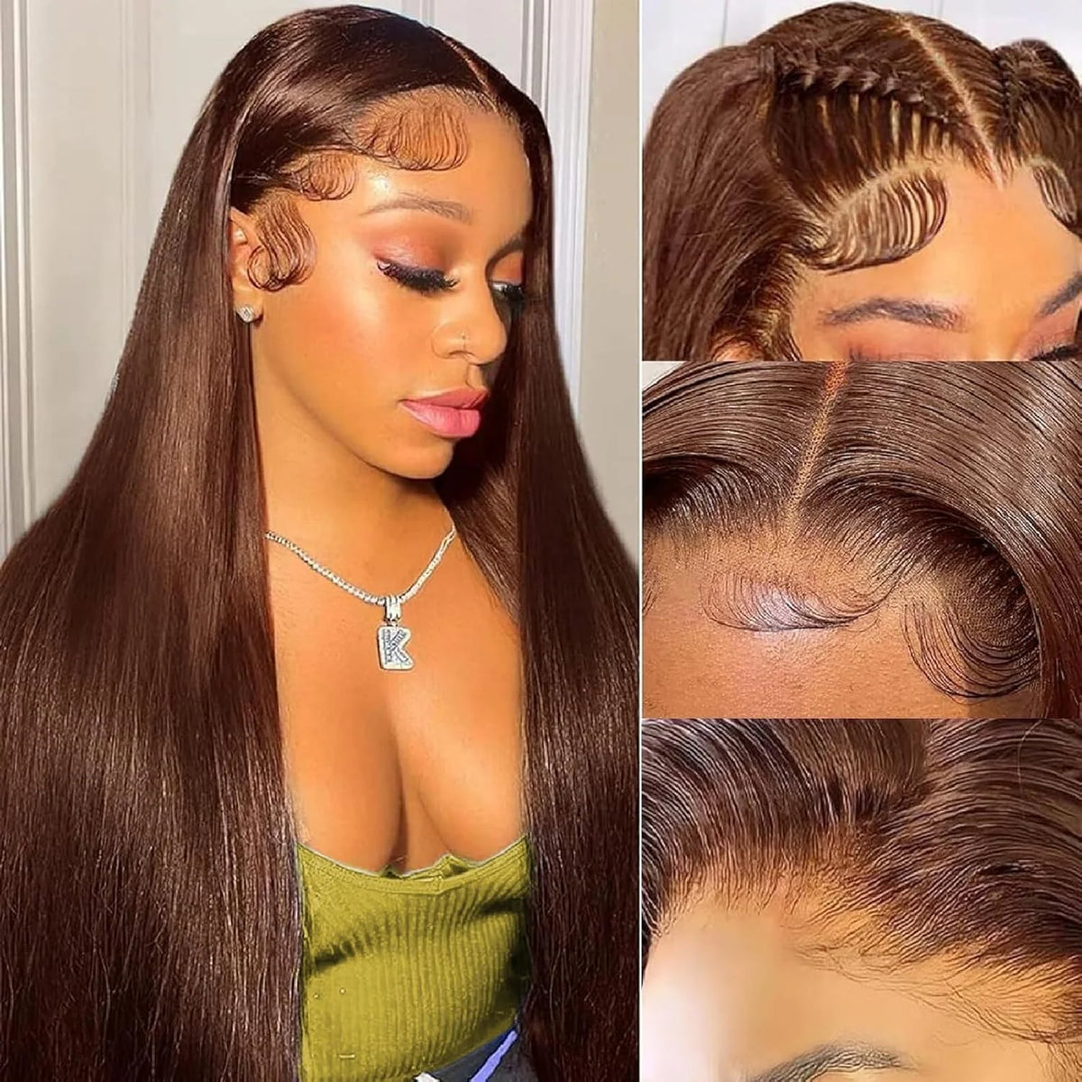 Dosacia Premium Indian Human Hair Lace Front Straight Wig