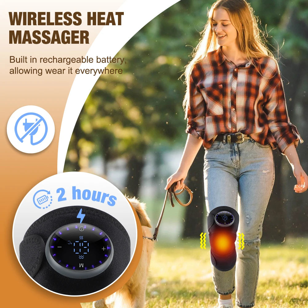 Hailicare Graphene Heated Knee Brace Rechargeable Massage Support Pad LED