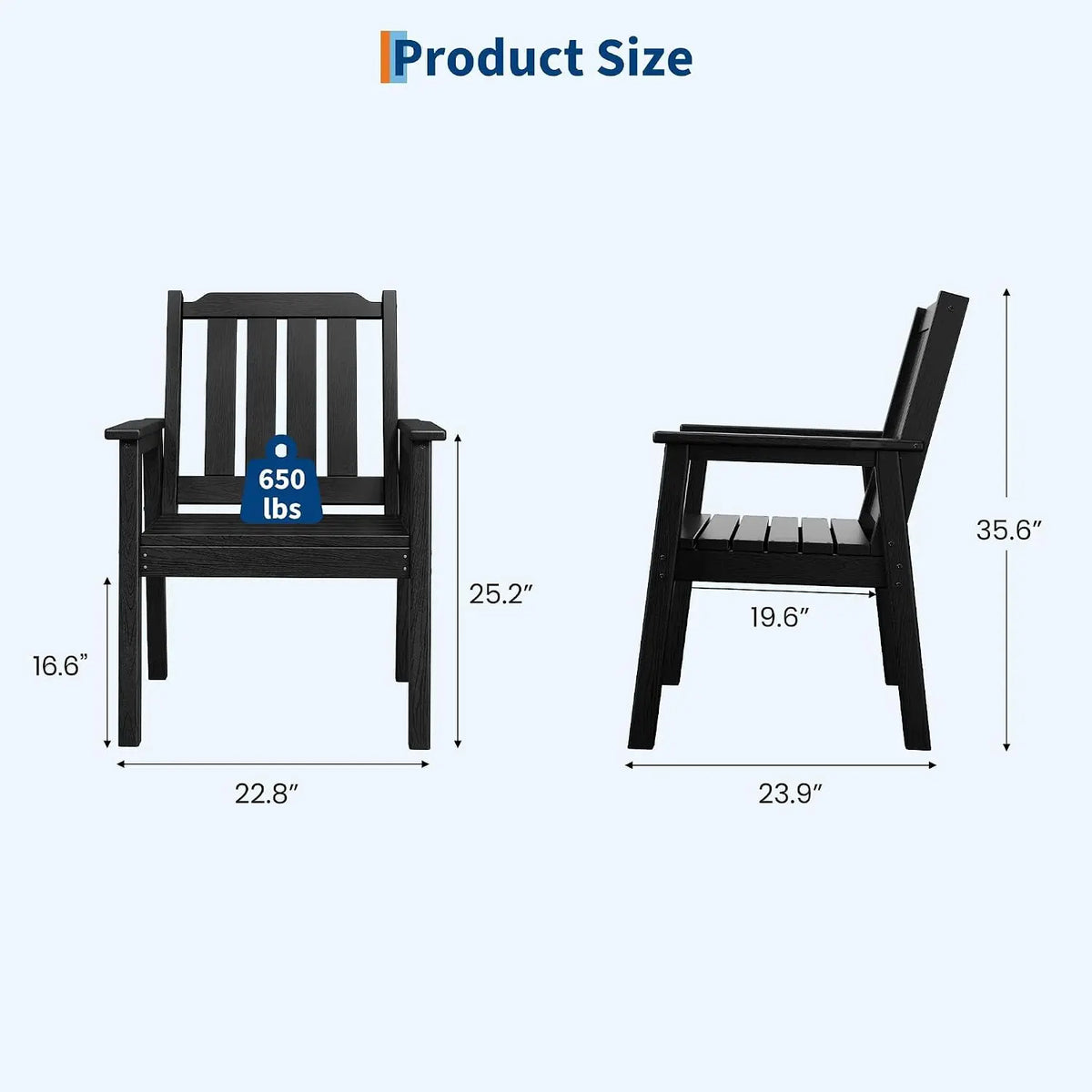 Garvee Weather Resistant HDPE Outdoor Dining Chair With Wood Grain Finish