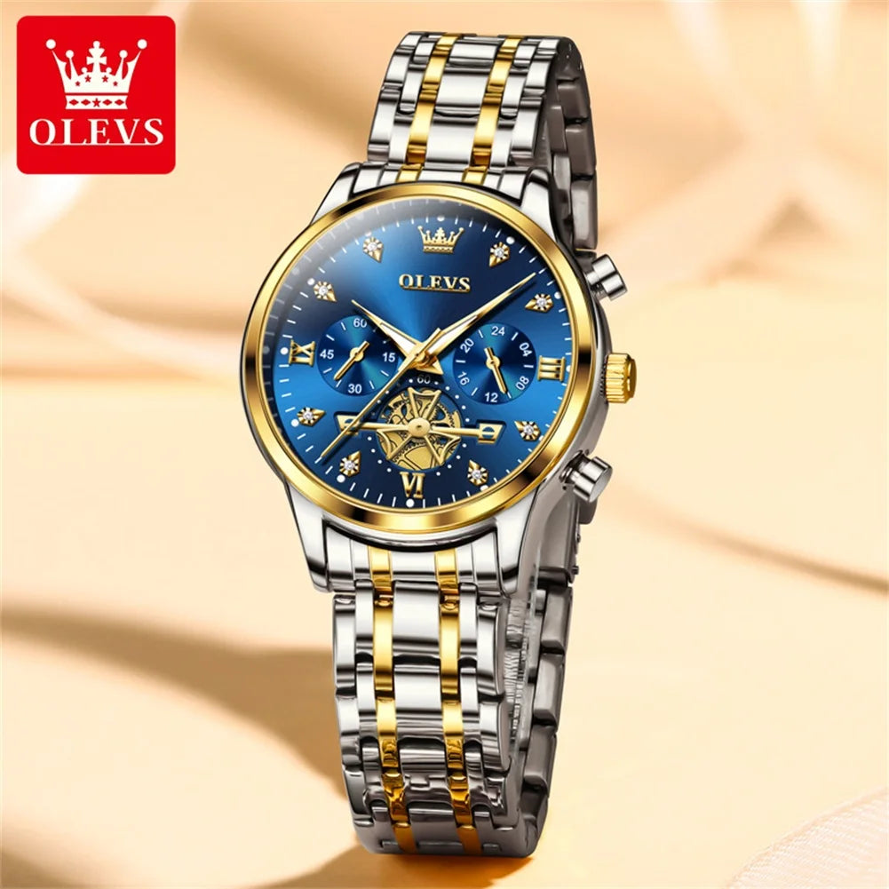 OLEVS Elegant Quartz Watch for Women With Diamond Luminous Dial