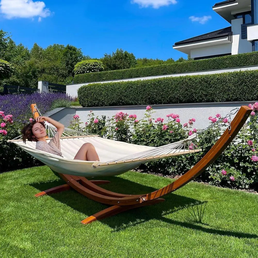 Heavy Duty Double Hammock With Stand For Backyard Porch Patio
