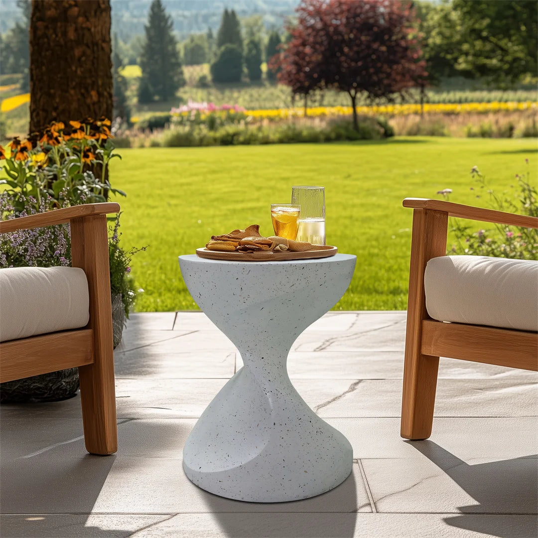 Lightweight Concrete Modern Side Table for Living Room and Patio