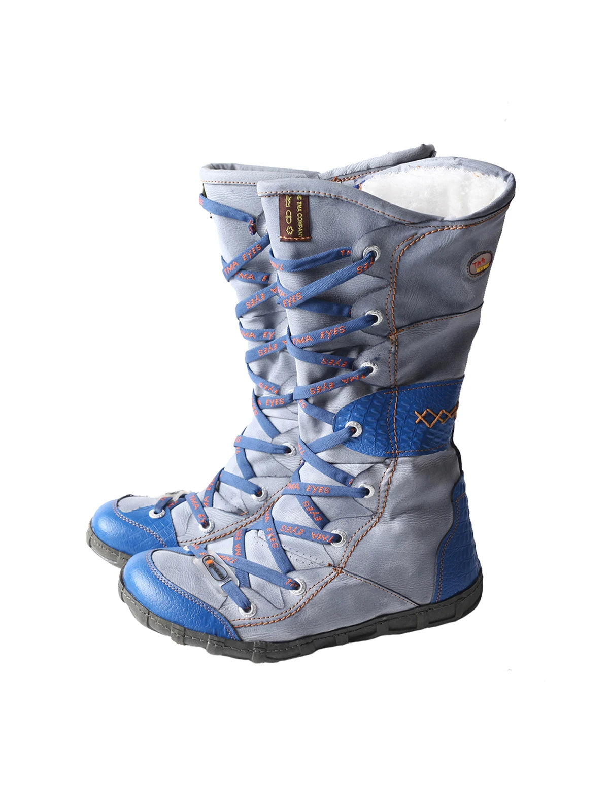 TMA EYES Women's Mid Calf Snow Boots Warm Fuzzy Lined Side Zipper Vintage Casual Winter Boots for Cold Weather Outdoor