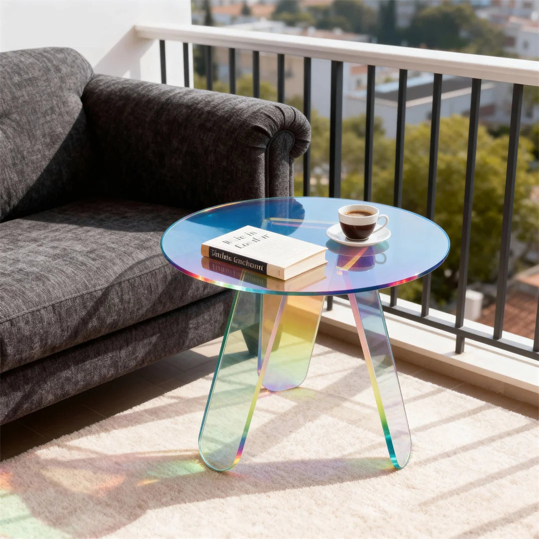 Modern Acrylic Round Side Table for Living Room or Bedroom
