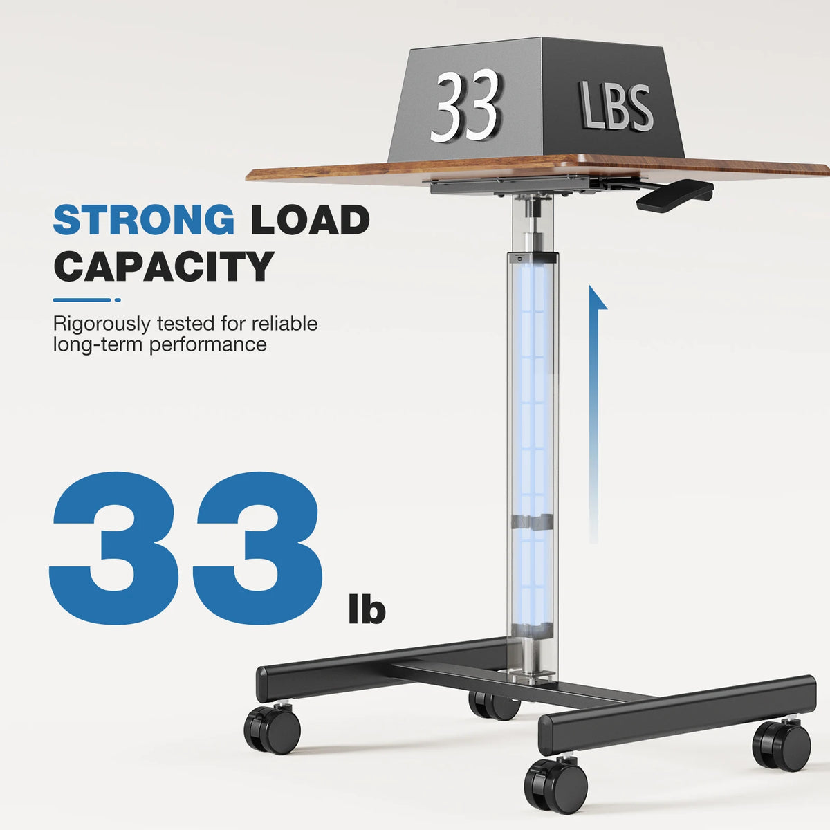 JHK Mobile Living Room Sofa Table Standing Desk Portable Computer Desk Laptop Height Adjustable Table Sitting Workstation