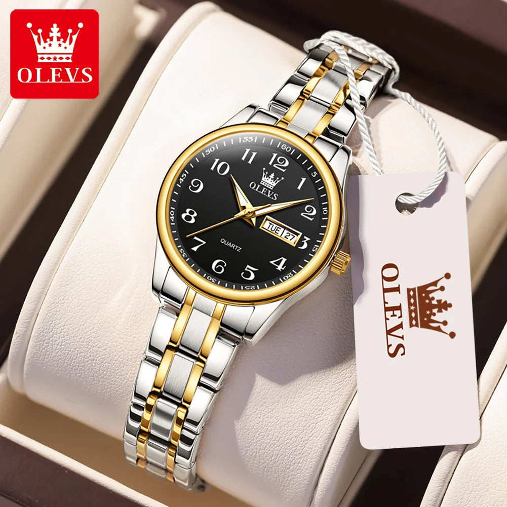 OLEVS Women's Quartz Watch With Week Date And Luminous Dial