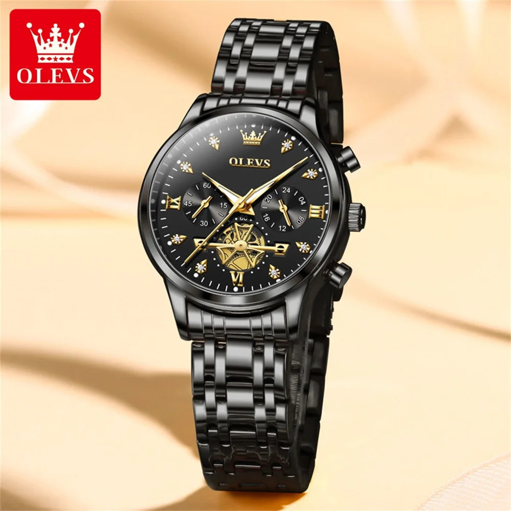 OLEVS Elegant Quartz Watch for Women With Diamond Luminous Dial