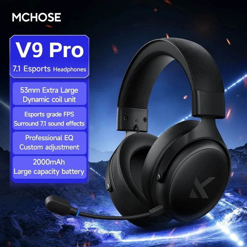 MCHOSE V9 Pro Wireless Gaming Headset Featuring Noise Canceling Mic