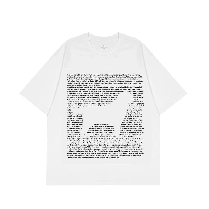 Retro Fun Cat Puppy Printed Women Tshirt American Street Fashion Casual Loose Oversize Short-sleeved Shirt Cotton Women Clothing