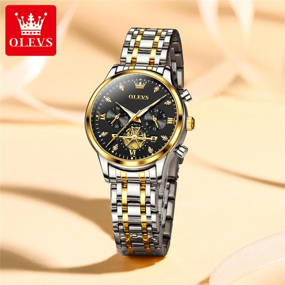 OLEVS Elegant Quartz Watch for Women With Diamond Luminous Dial