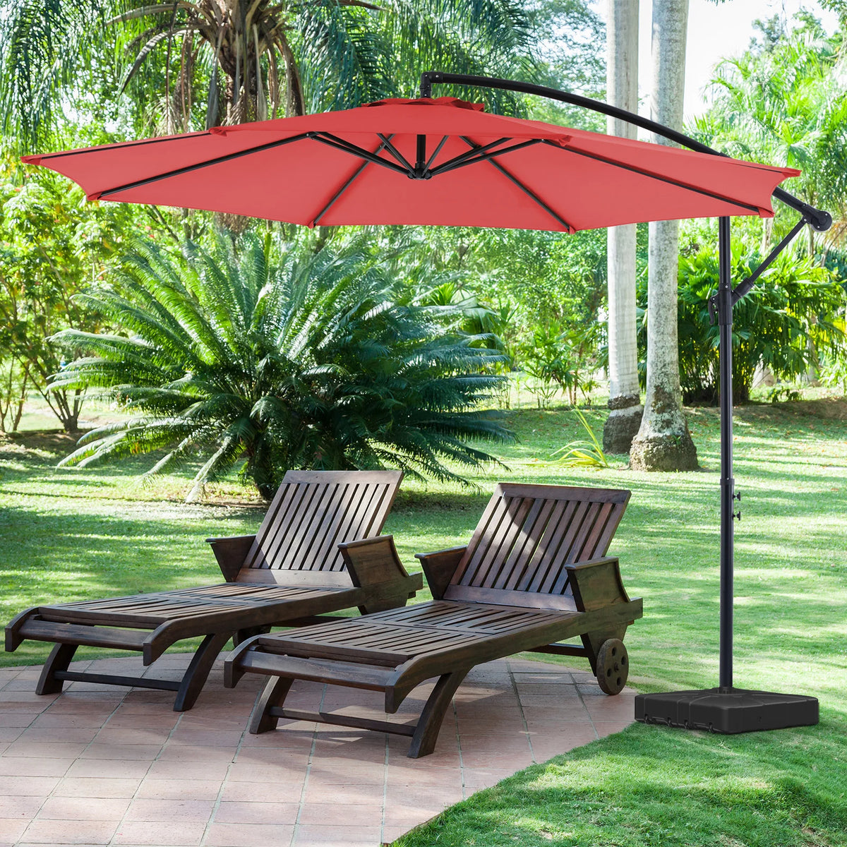 JHK Cantilever Patio Umbrella With Adjustable Tilt And UV Protection