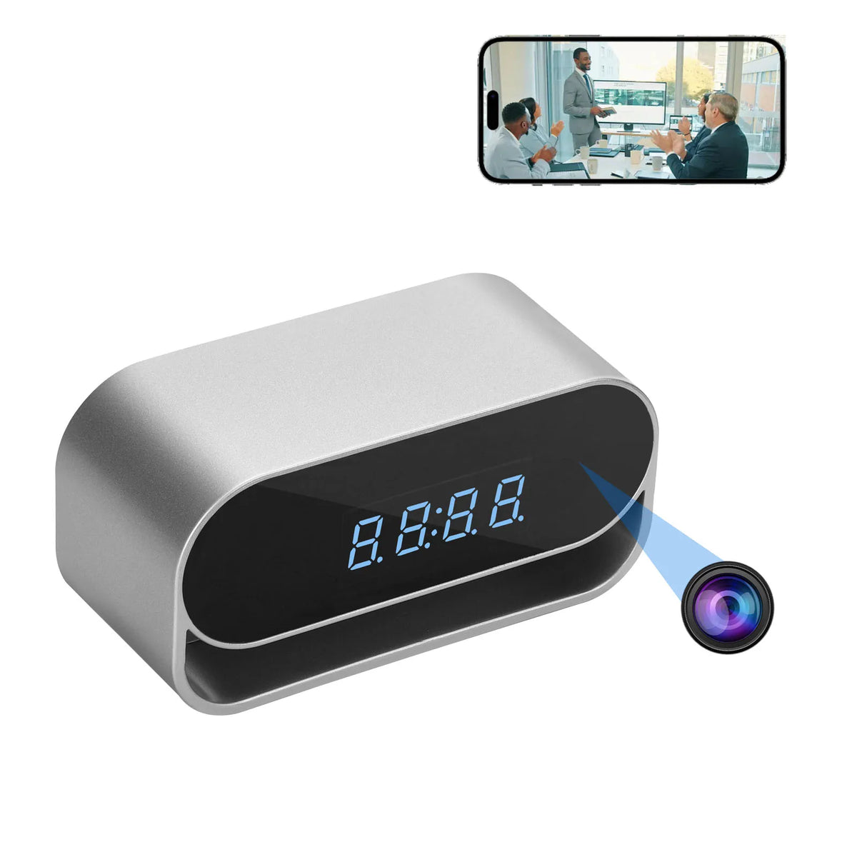 Ouvis 4K HD Wireless Camera Clock With Night Vision Recording