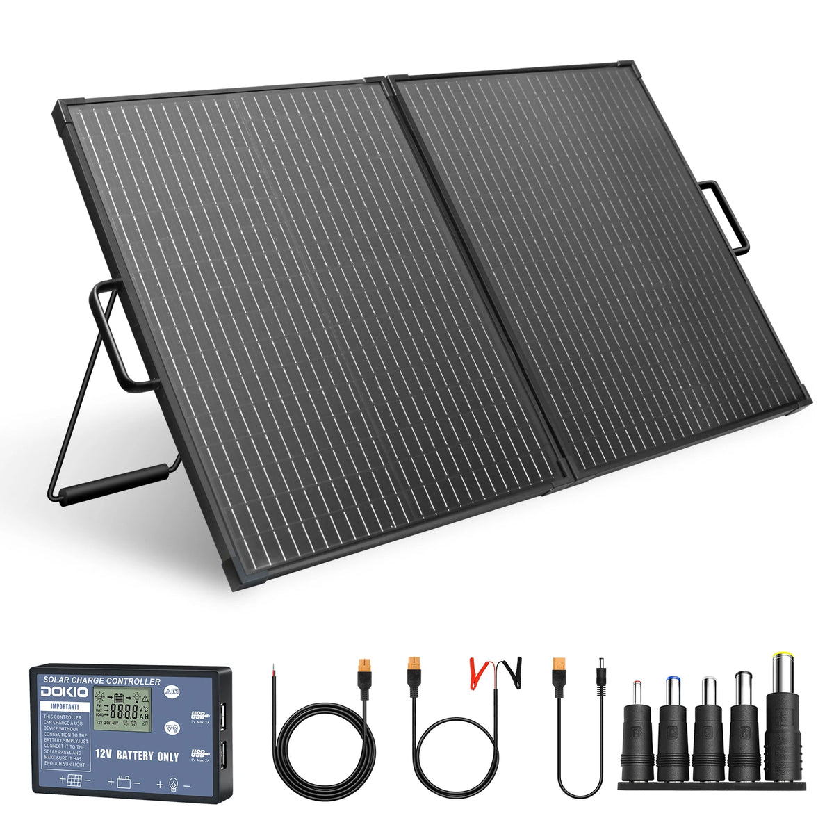 Dokio 100W Foldable Solar Panel Suitcase Kit Portable Outdoor Charger