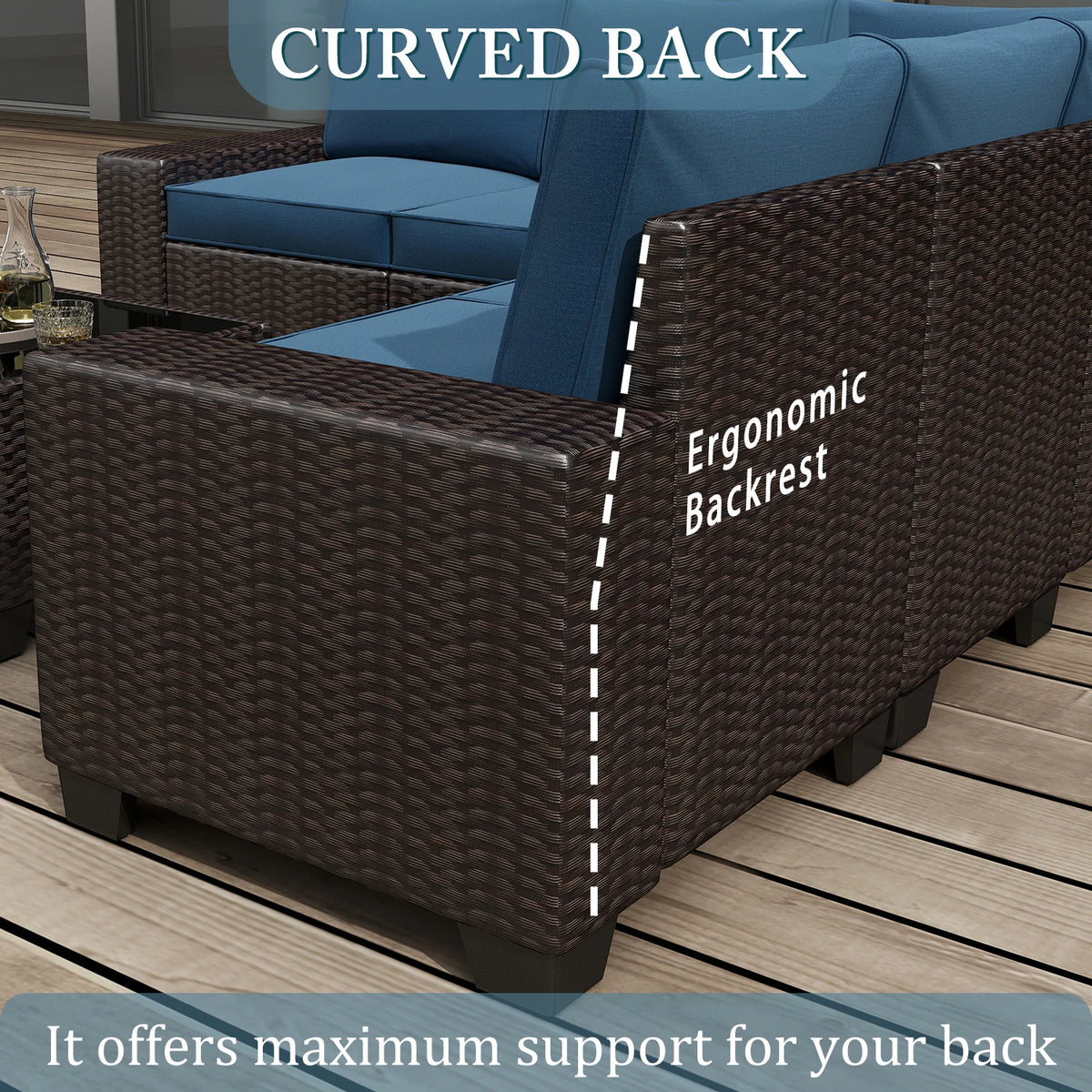 Outdoor Wicker Sectional Sofa Set With Waterproof Design For Patio