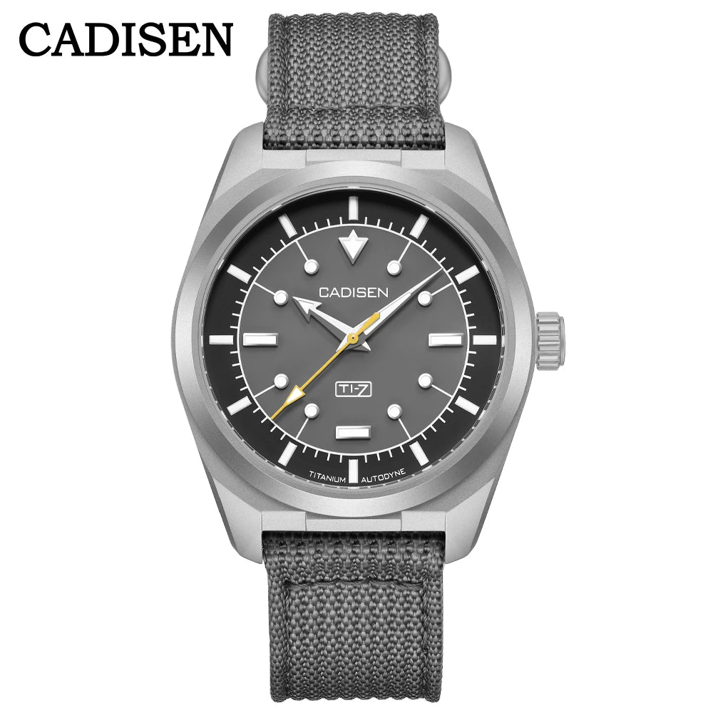 CADISEN TI-7 Autodyne Titanium Automatic Mechanical Watch Man Canvas Wristwatch MIYOTA 8215 Watches USA Warehouse Delivery