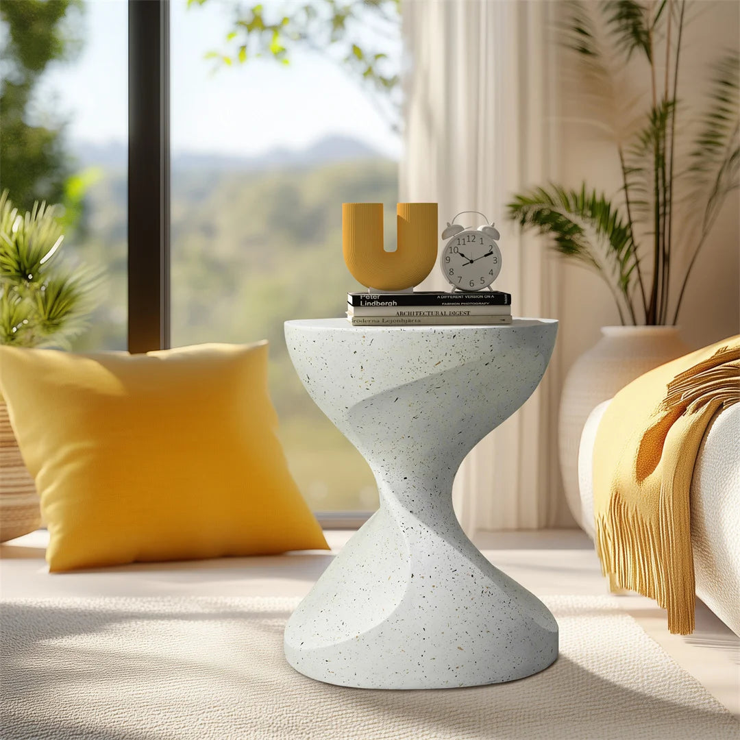 Lightweight Concrete Modern Side Table for Living Room and Patio