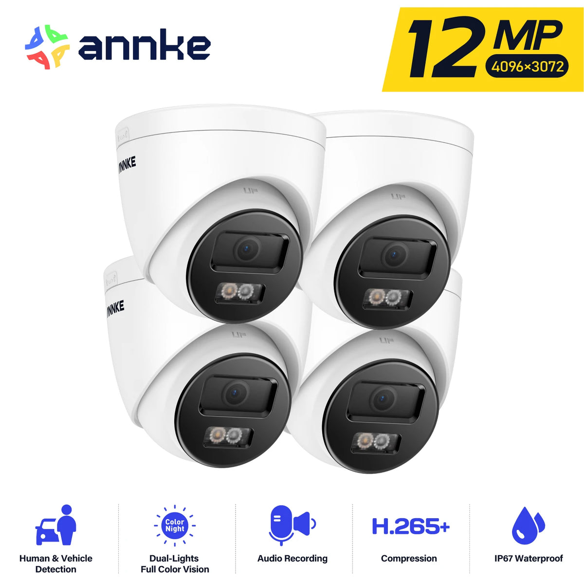 Annke C1200 Smart Dual Light 12Mp PoE Cctv Outdoor Security Camera