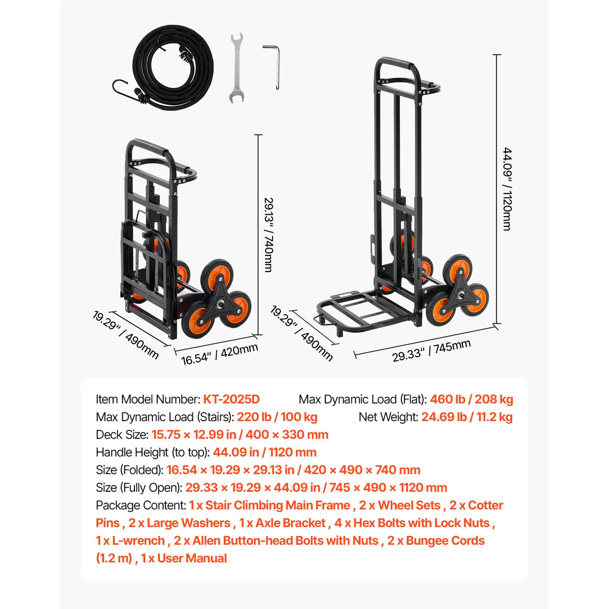 SucceBuy Heavy Duty Stair Climbing Folding Utility Cart
