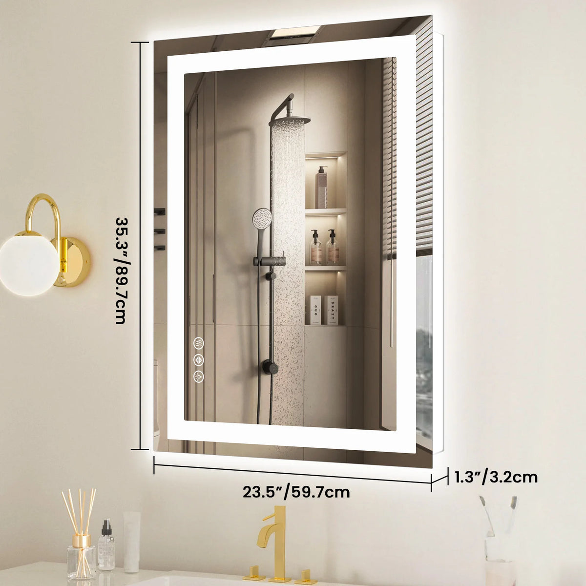 JHK 36"x 24"LED Bathroom Vanity Mirror for Wall Memory Function Tempered Glass with Front Light and Backlit For Living Room