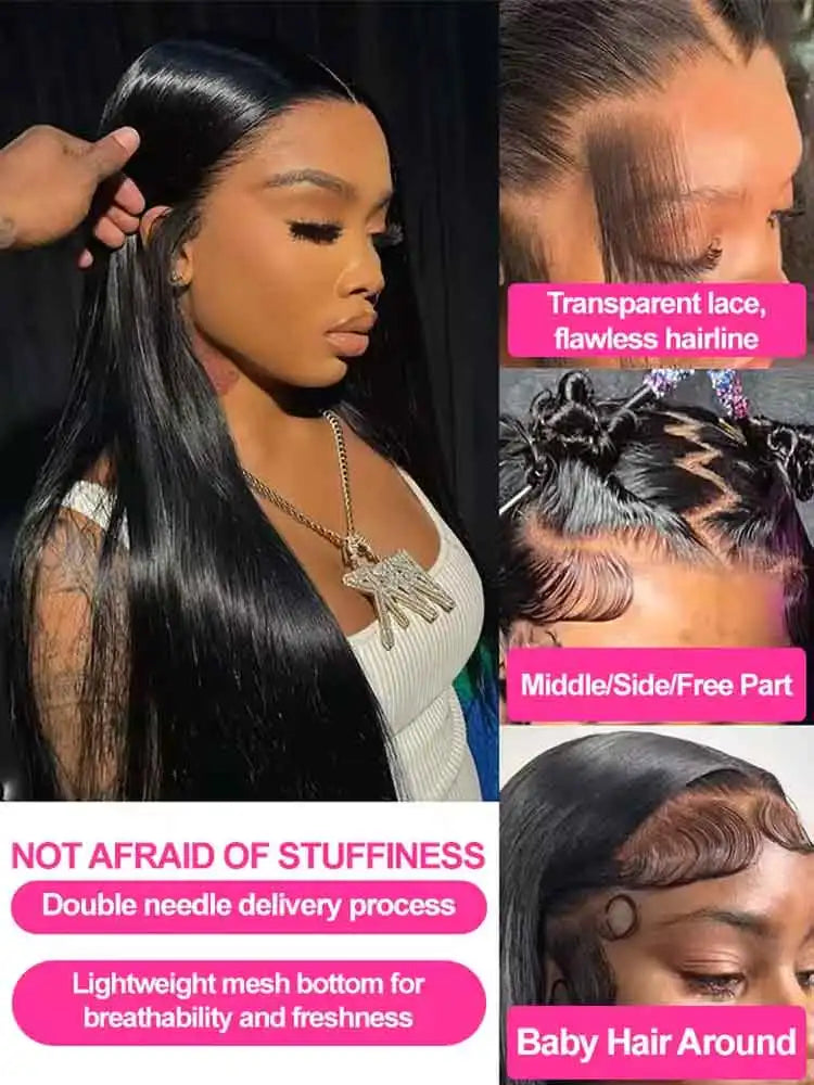 UVEOUS Brazilian Remy Human Hair Straight Lace Front Wig