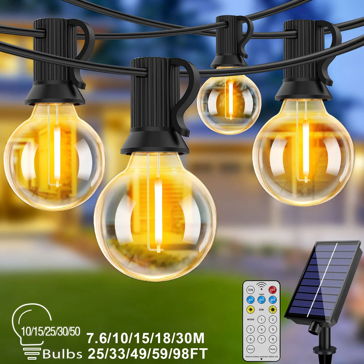 Shatterproof Solar String Lights With Remote For Outdoor Garden