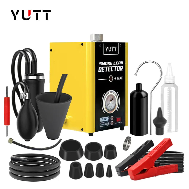YUTT YTA02 Automotive Smoke Leak Detector Machine, Dual Air Mode & Smoke Mode Leak Tester with Built-in Pressure Gauge, EVAP Fuel Vacuum Pipeline Diagnostic Toolkit, Universal Compatible with All 12V Cars, Full Accessories In