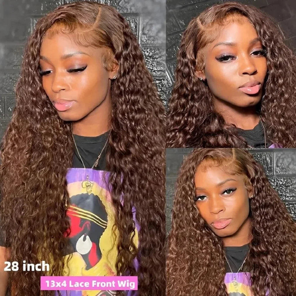 Deep Wave Frontal Wig 13x4 13x6 Hd Lace 30 Inch Chocolate Brown Curly Lace Front Human Hair Water Wave Brazilian Wigs For Women