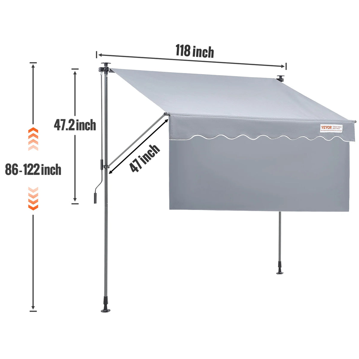 SucceBuy Manual Retractable Awning Waterproof Outdoor Shade