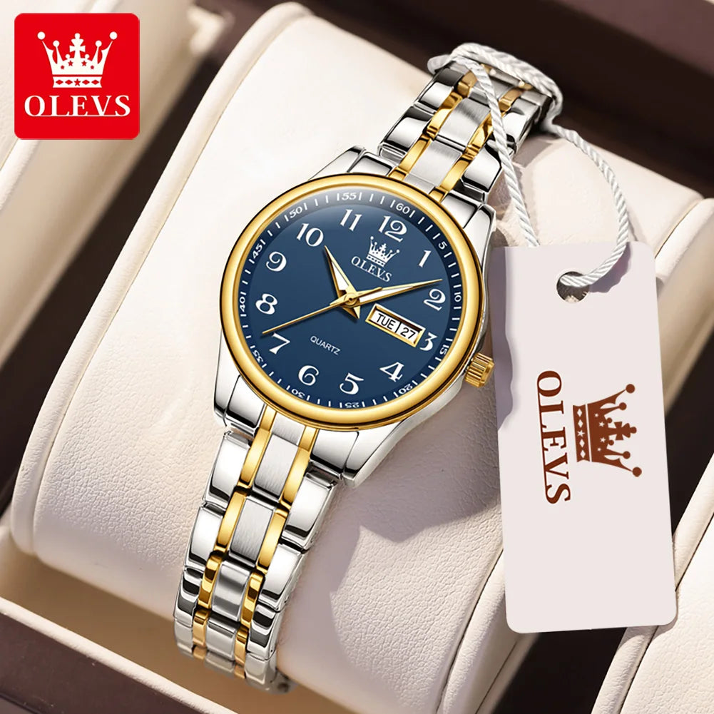 OLEVS Women's Quartz Watch With Week Date And Luminous Dial