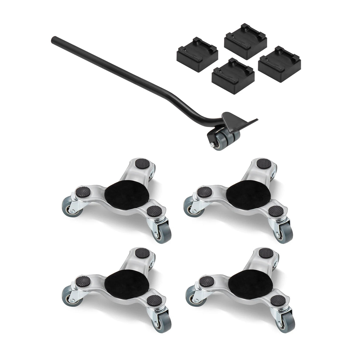 SucceBuy 4pcs Furniture Dolly Movers with Triangle Swivel Caster & 3 Wheels Fridge Lift Mover Tool Set for Home Appliances Sofa