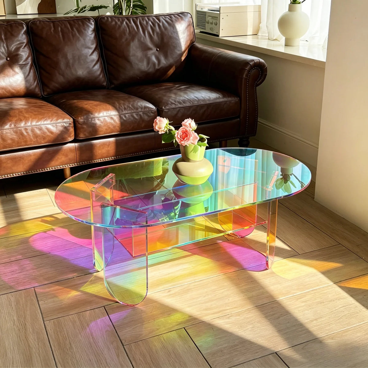 Shatterproof Acrylic Coffee Table Modern Clear Living Room Accent Furniture Side Table