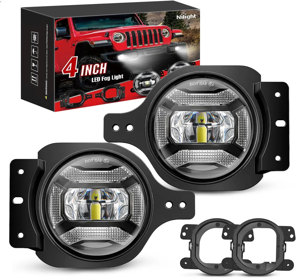 Nilight Led Fog Lights With Mounting Brackets And Hardware