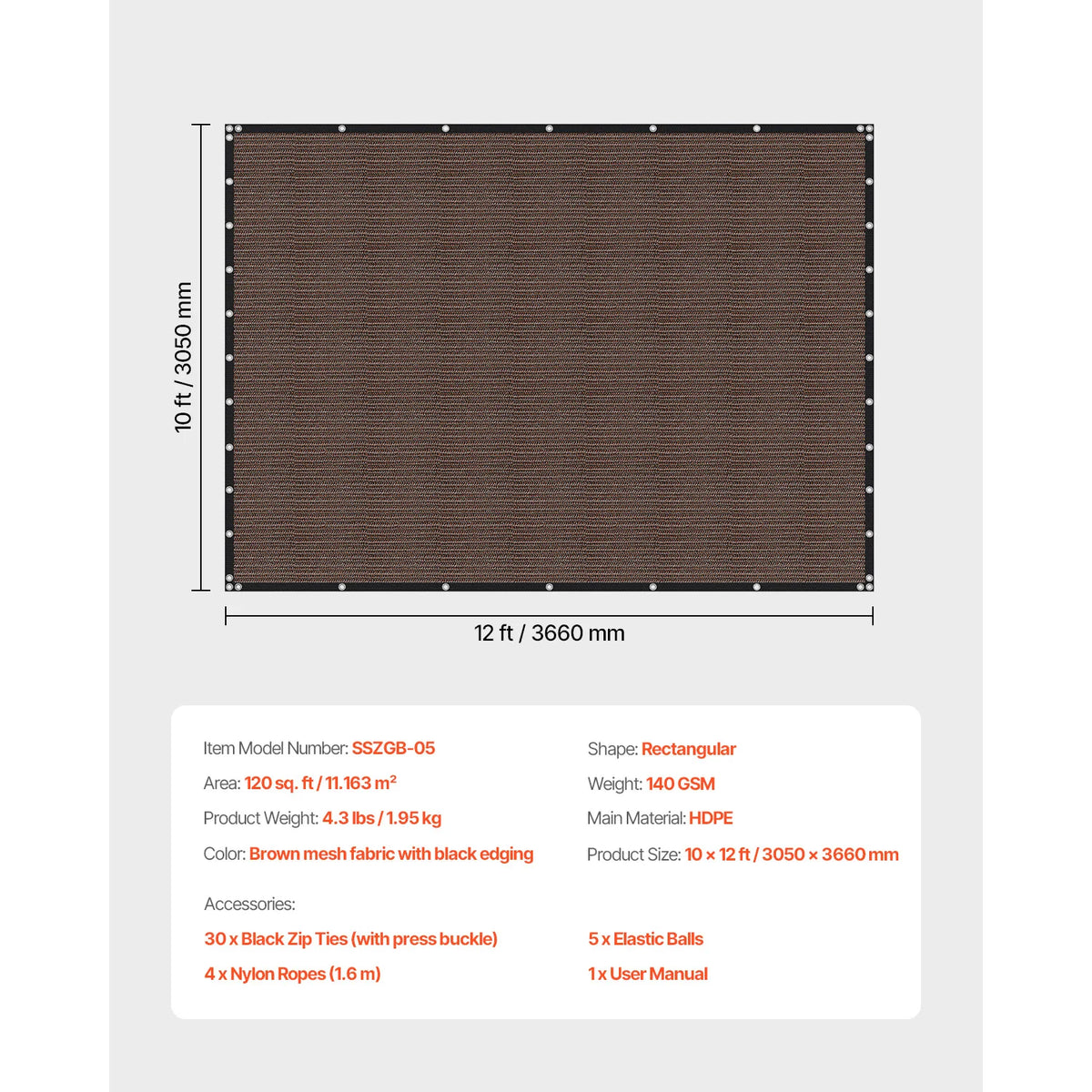 SucceBuy 90 Percent HDPE Sun Shade Cloth For Pergola Privacy Screen