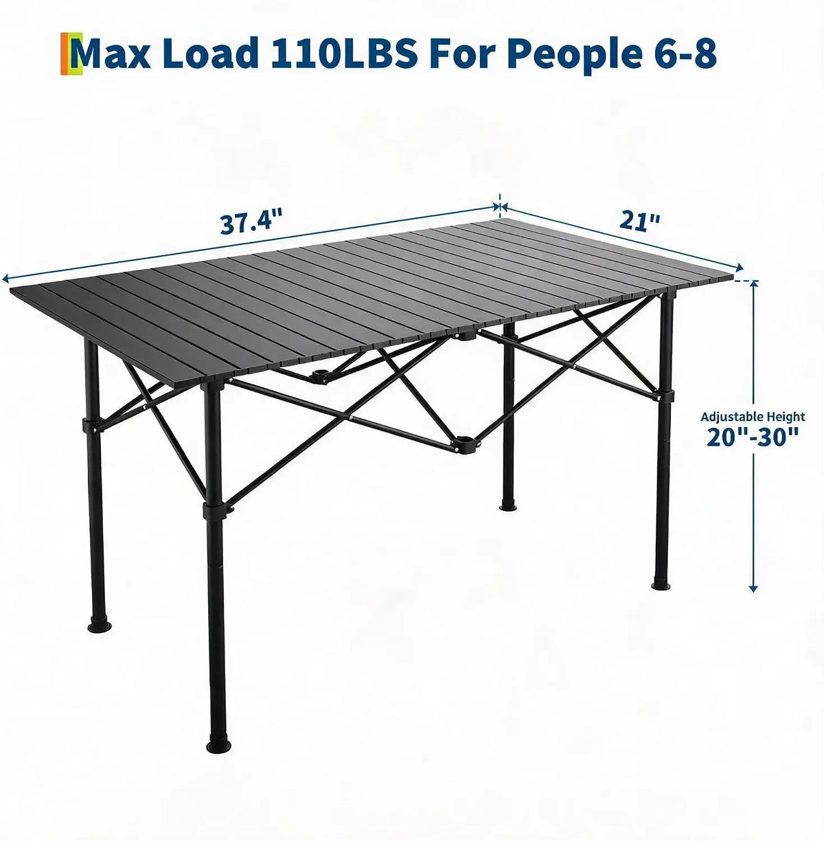 TACLEEKII Portable Aluminum Folding Camping Table Adjustable Height