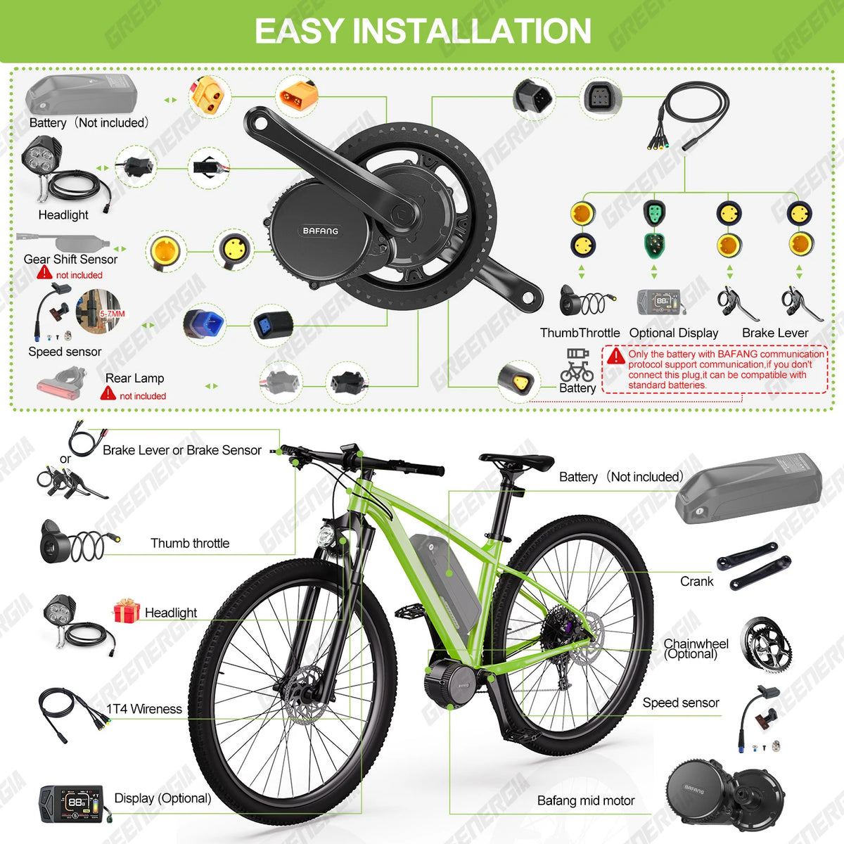 Bafang 750W 48V Motor Kit Complete Set Electric Bike Middle Drive 8fun BBS02 BBS02B EBike Conversion Kit Central Bicycle Engine