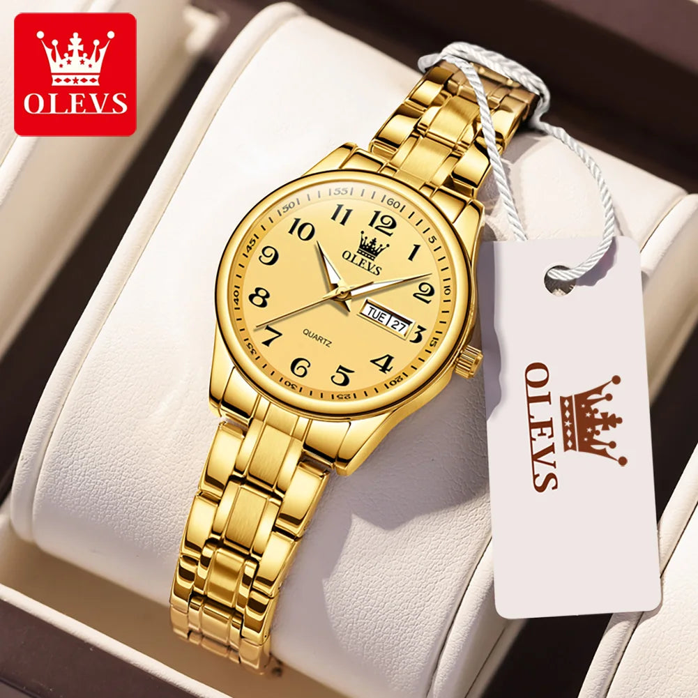 OLEVS Women's Quartz Watch With Week Date And Luminous Dial