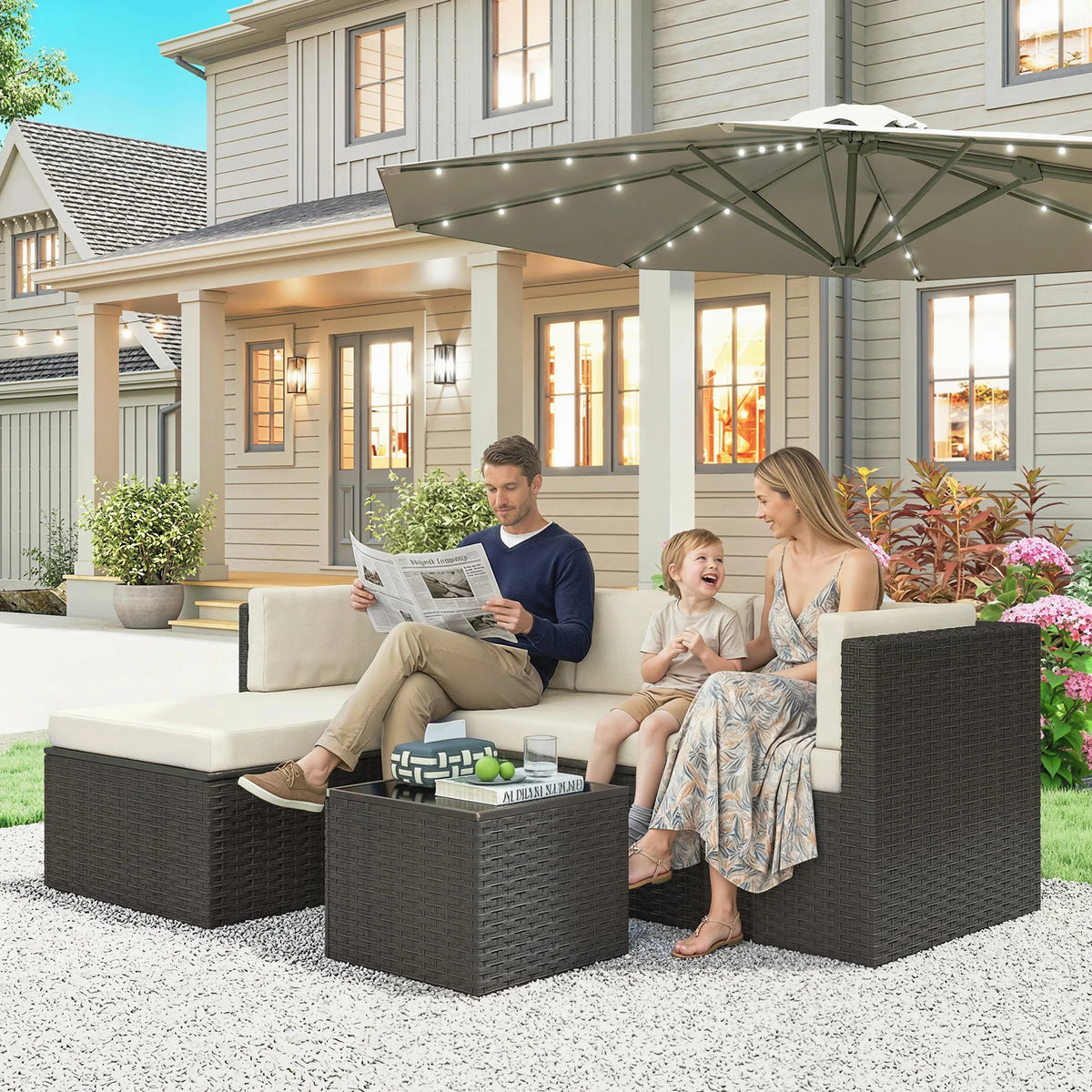 Outsunny Wicker Outdoor Patio Furniture Set for Garden Lounging